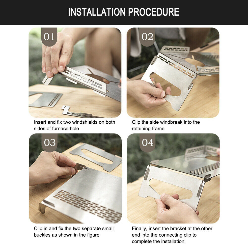 Folding Table Desk Portable BBQ Camping Picnic Table Heat Insulation Gas Stove @