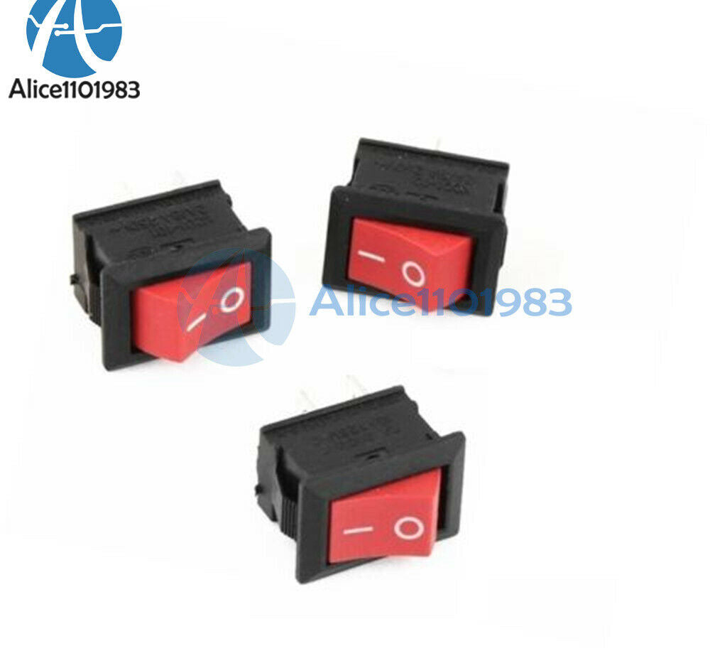 5PCS Red Rocker Switch 2 Pin KCD1-101 250V 6A Boatlike Switch  KCD1