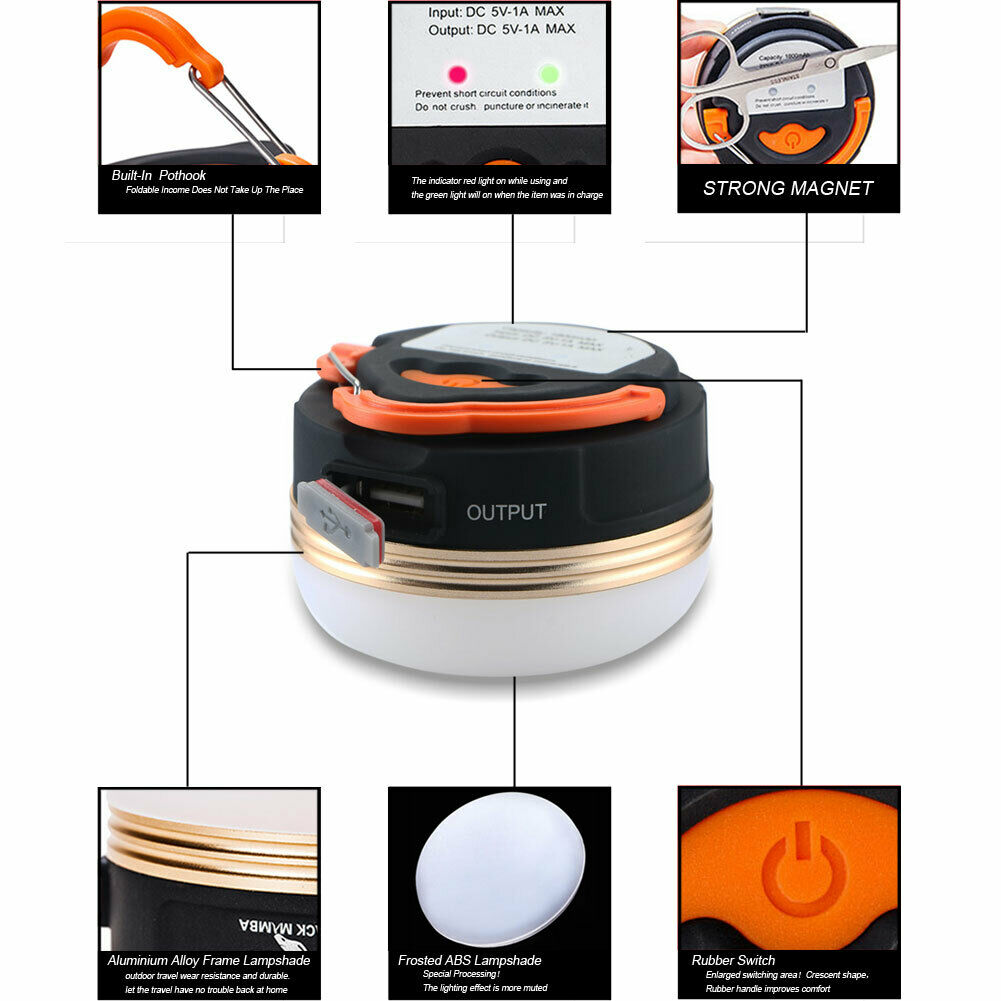 3W LED USB Rechargeable Camping Outdoor Light Lantern Tent Lamp 6 hour NEO