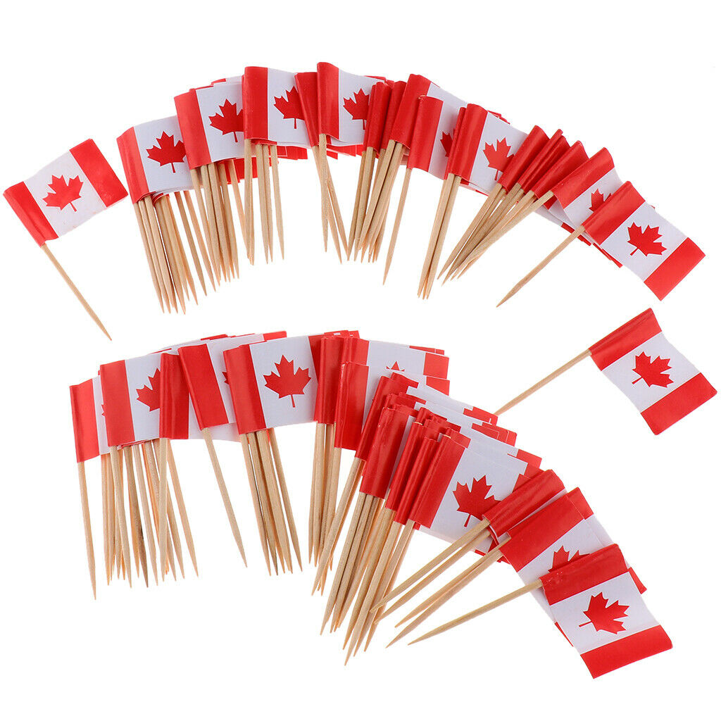 100 x Wedding Creative Flag Toothpicks Cocktail Decor Bar Sports- Canada