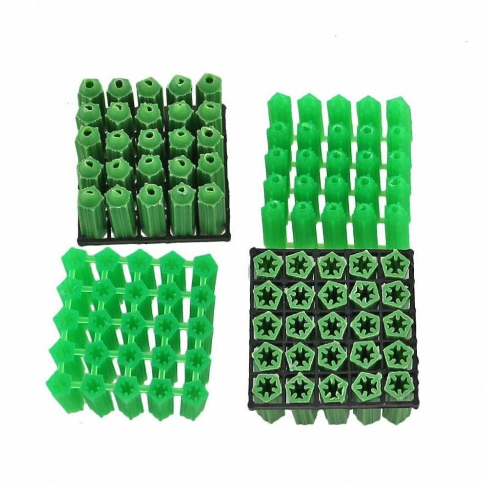 100pcs Green Plastic Wall Plugs 6mm x 25mm Fixing Anchor Plug for Masonry screw