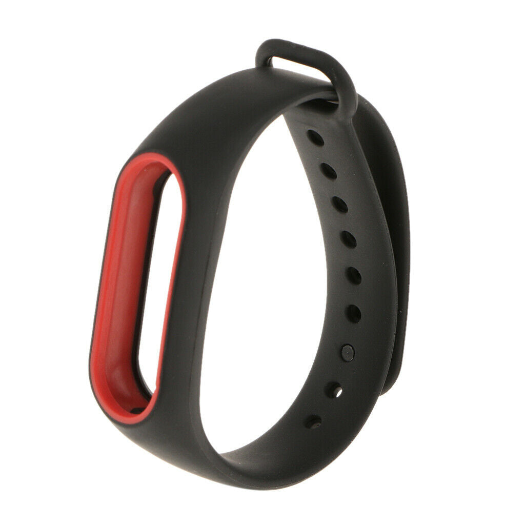 Silicone Wrist Strap Wristband Bracelet For Mi Band 2 Black+Red