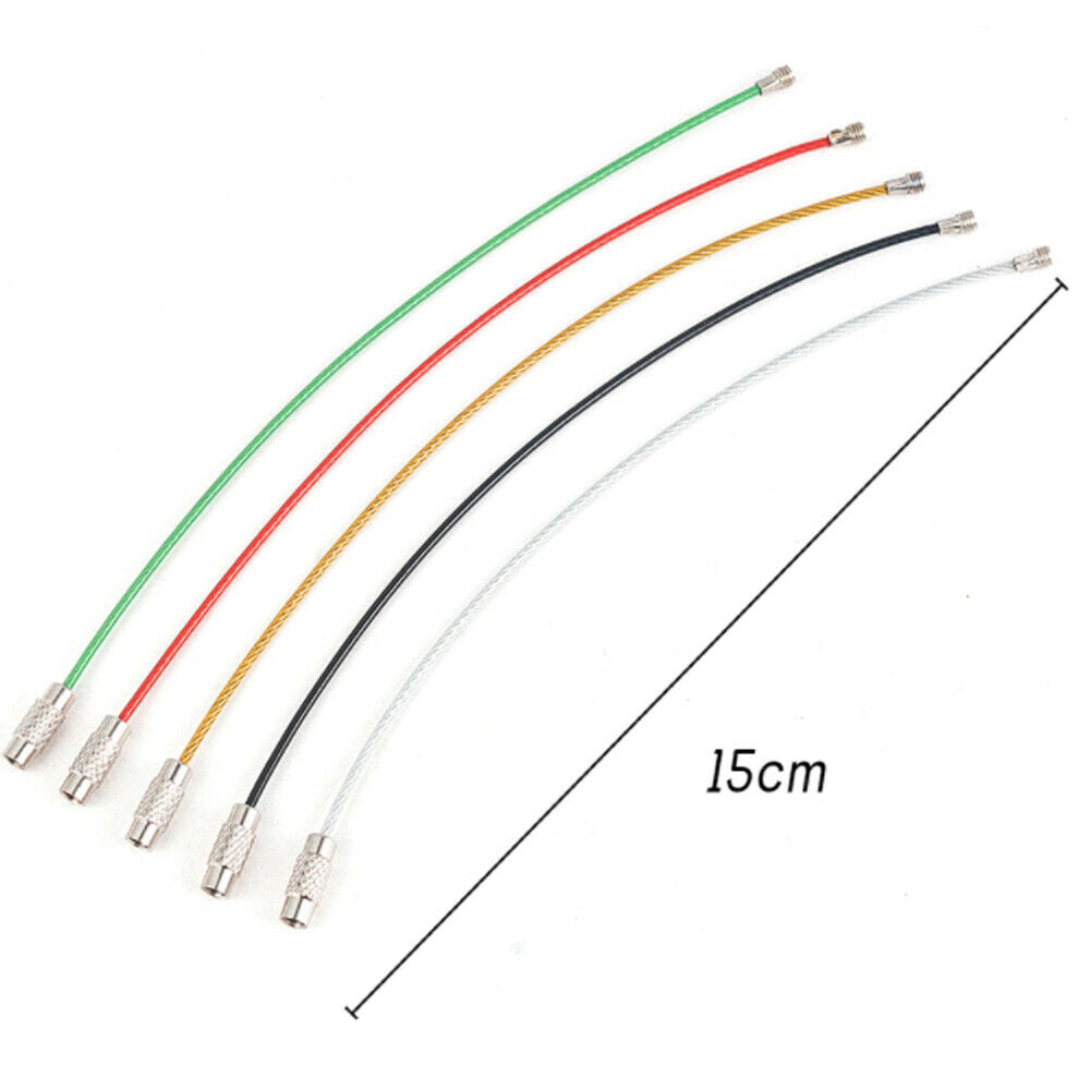 5Pcs EDC Keychain Carabiner Key Holder Wire Keyrings Cable Rope Screw Locking