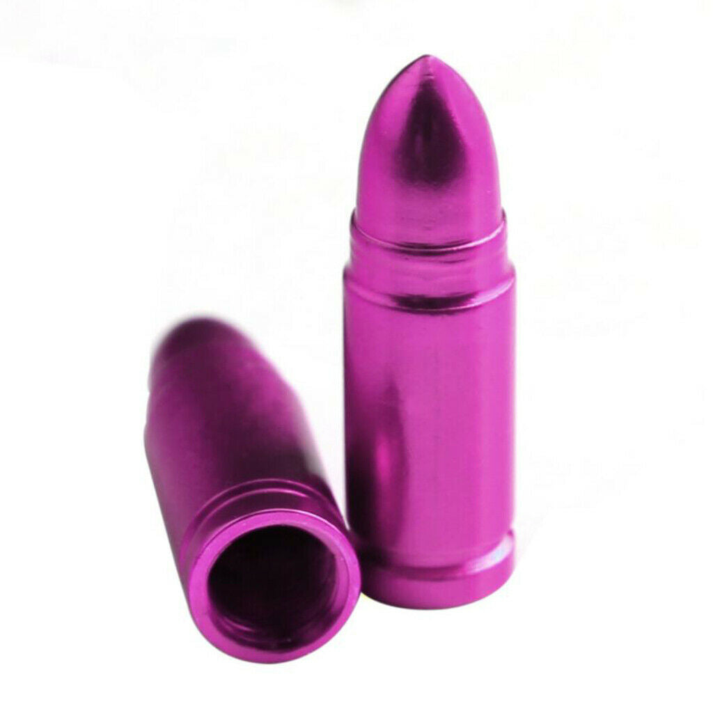 4 Pieces Car Truck Wheel Stem Aluminum Bullet Tyre Valve Cover Caps Purple