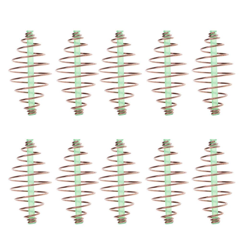 10 Packs Metal Spring Bait Thrower Feeder Coil Bait Cage Spring Fishing