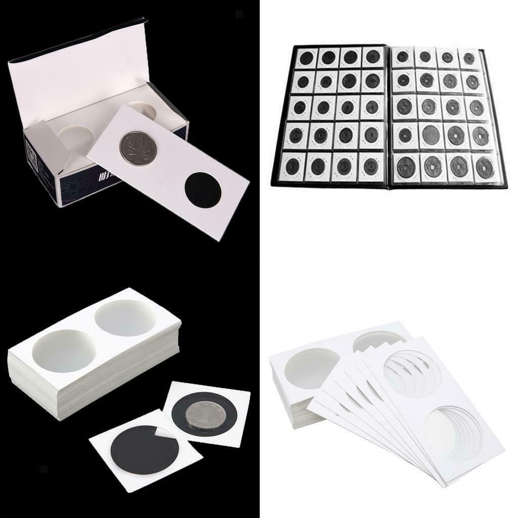100-pieces Cardboard Coin Flips 25mm Coin Collecting Holder Card for Starter