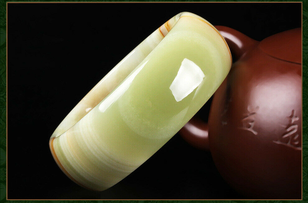 100% Natural Hetian Afghan White Jade Widened Thickened Bracelet 58-60-62mm