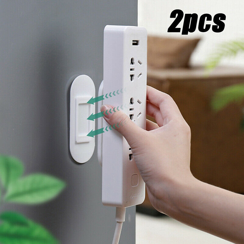 2x Self-Adhesive Desktop Socket Fixer Cable Organizer Punch-free Power Strip Tt
