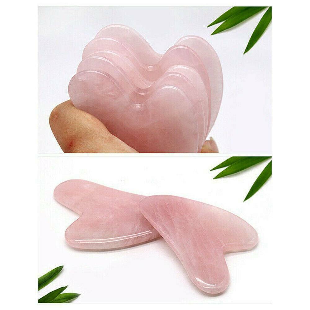 100% Natural Rose Quartz Stone GuaSha Massage Face Gua Sha Board Body Massager