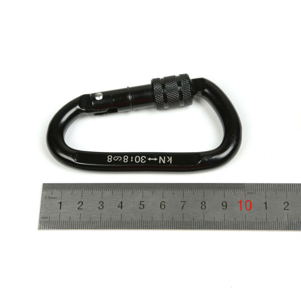 30KN D-ring Strong Screw Locking Carbon Steel Carabiner Climbing Karabiner