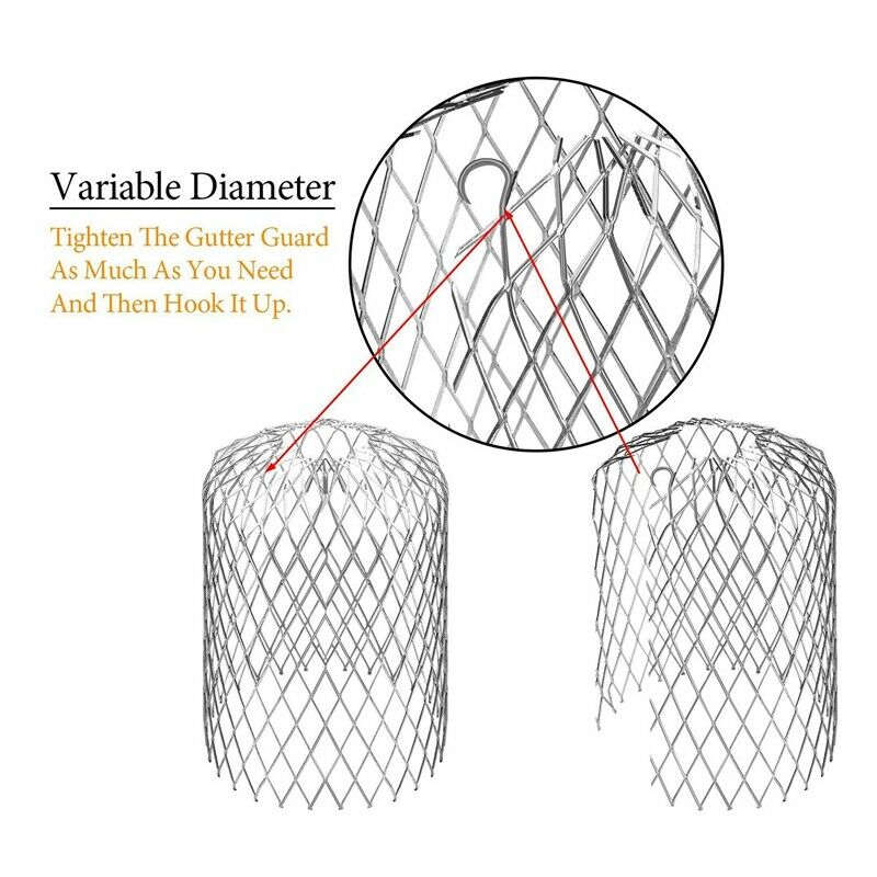 4Pcs Gutter Guard 3 Inch Expand Aluminum Filter Strainer Stops Blockage LeavesM3