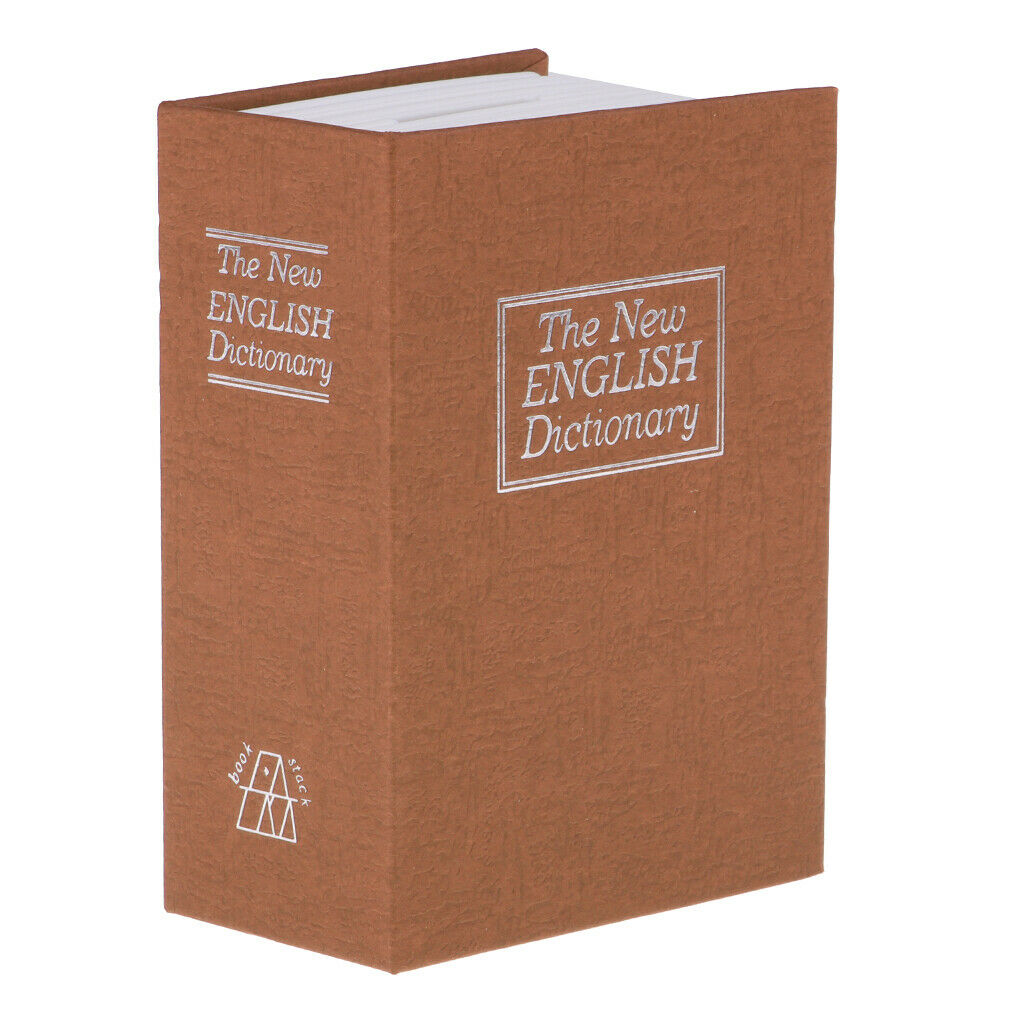 Small Hidden Dictionary Book Safe Stash with Key Piggy Bank Light Coffee
