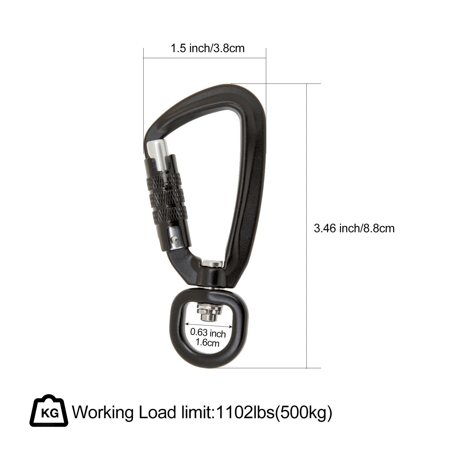 2x Auto Locking Carabiner 3.46in Camping Hiking Keychain Hook Carabiner
