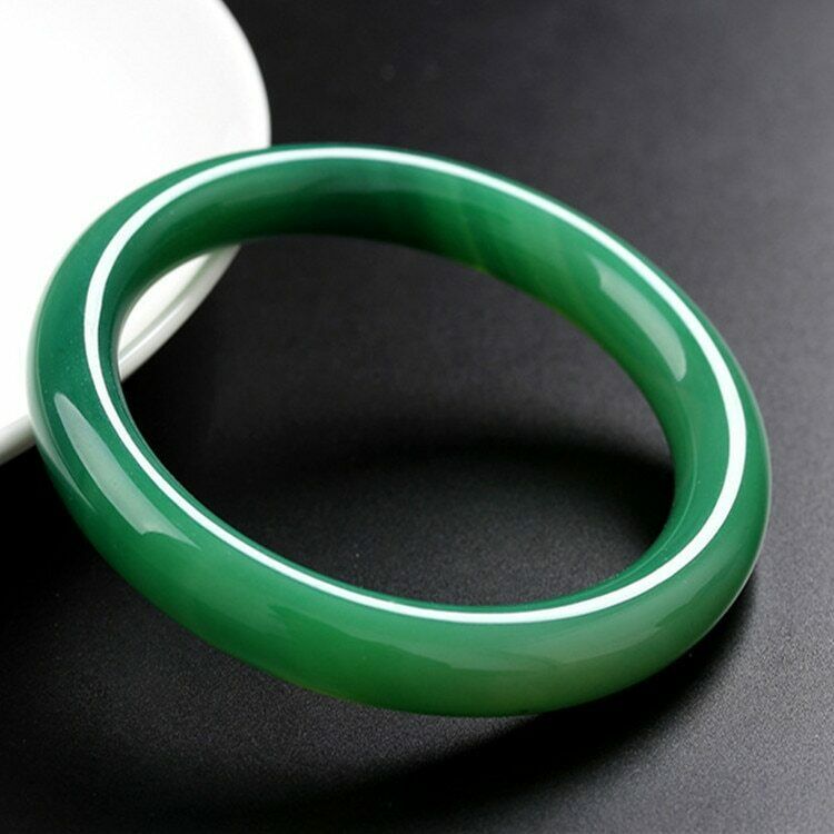 100% real green agate jade bracelet Hand-Carved Bangles Lady Party Gift 58-62mm