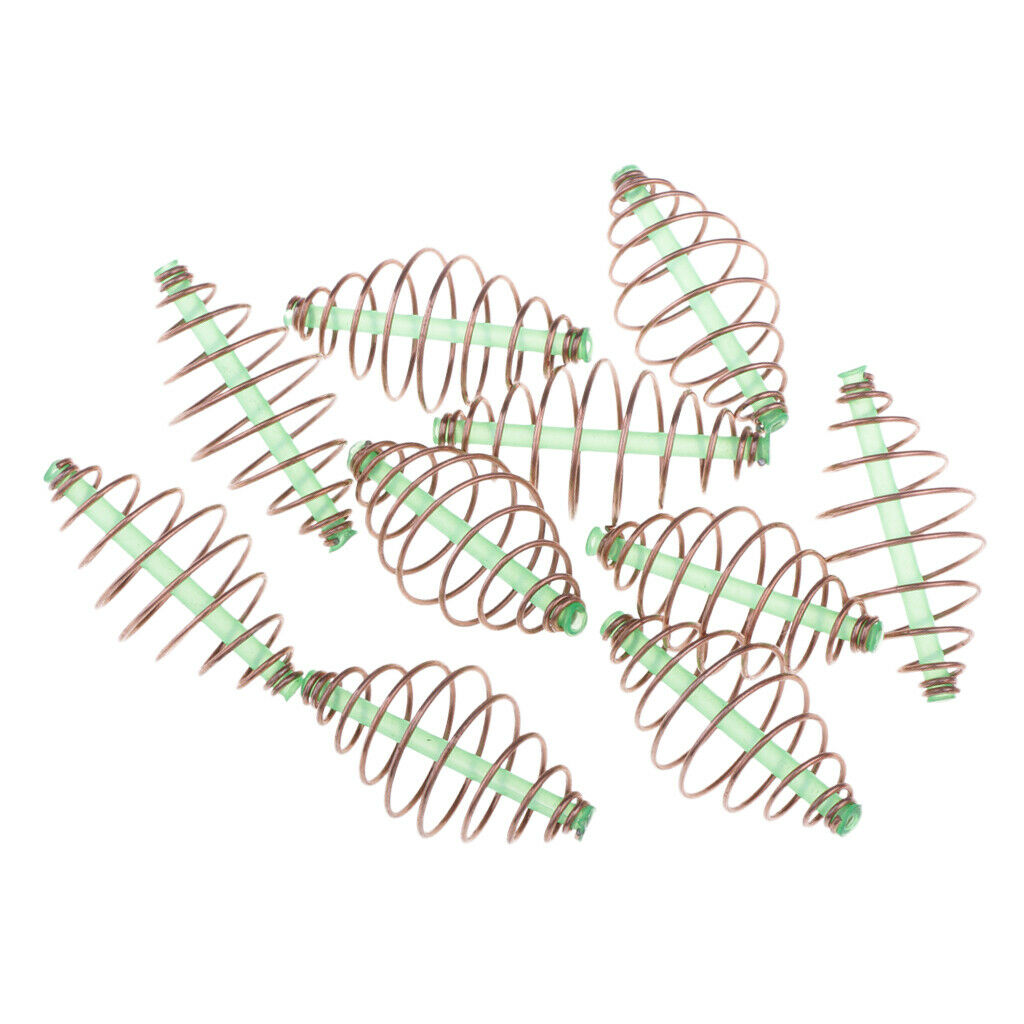 10 Packs Metal Spring Bait Thrower Feeder Coil Bait Cage Spring Fishing