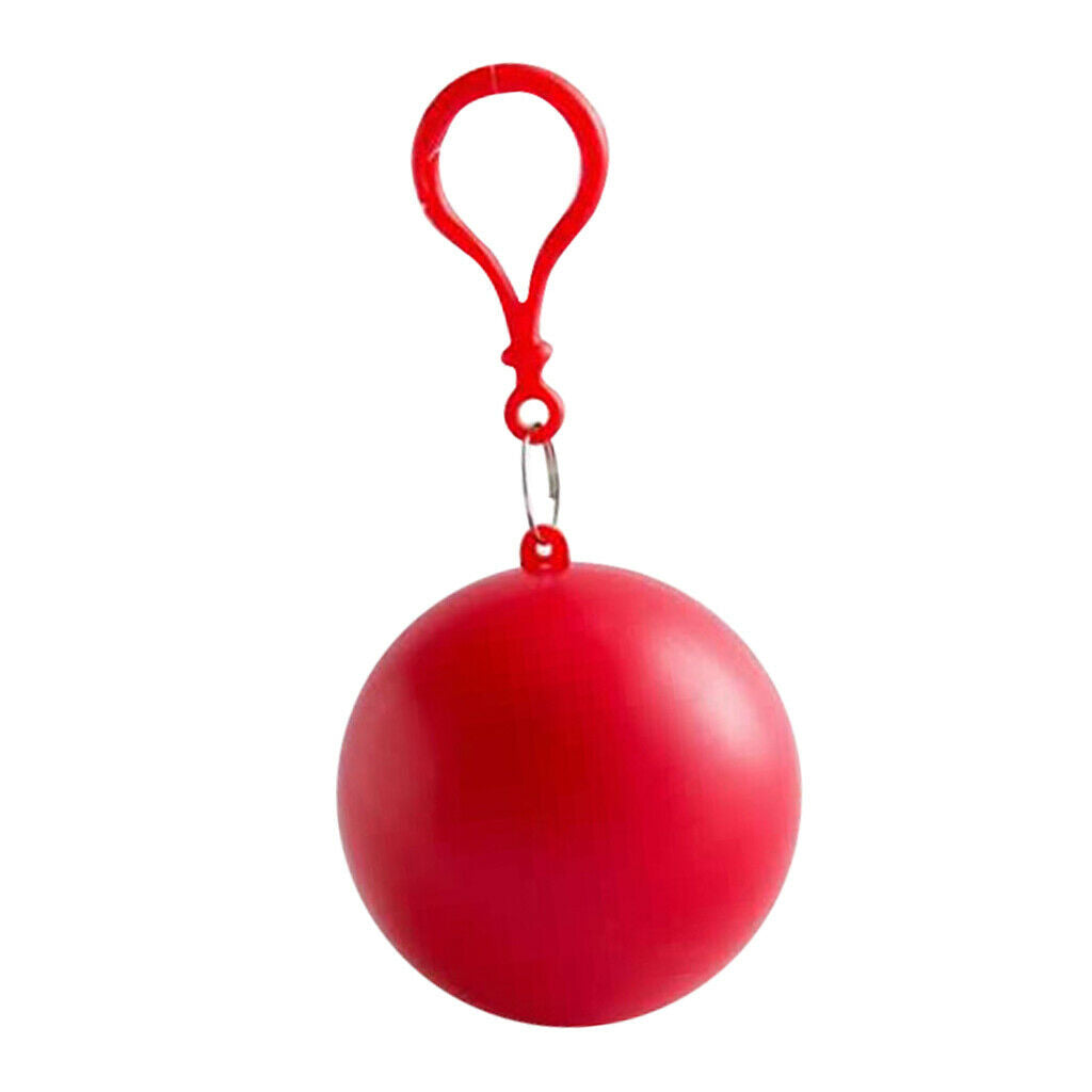 Adults Disposable Poncho Cycling Hooded Keyring Ball Rain Coat Red