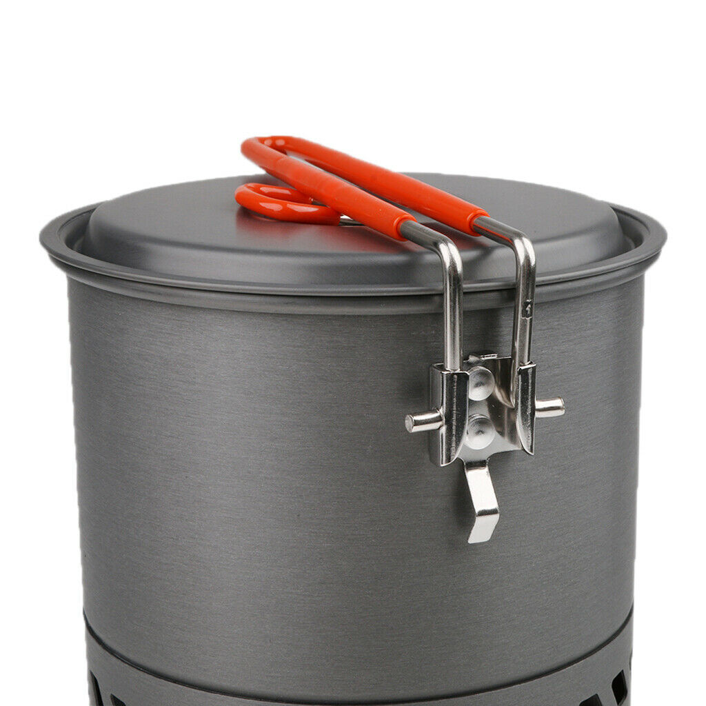 1.5L 1-2 Person Portable Heat Exchanger Pot Outdoor Cookware Camping Kettle
