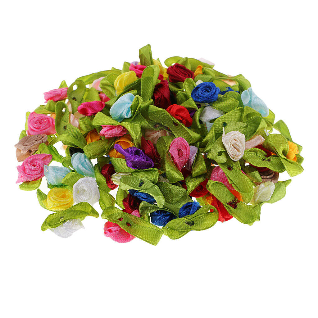 100x Artificial Silk Rose Flower Head Embellishments for Floristry DIY Craft