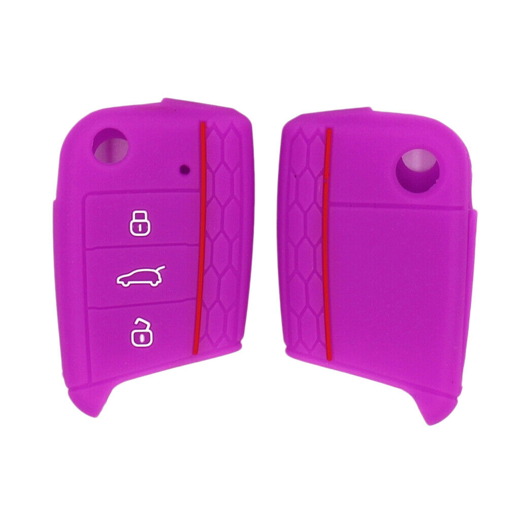 Flod Key Silicone 3Buttons Protective Case Cover for Volkswagen 2017 Purple