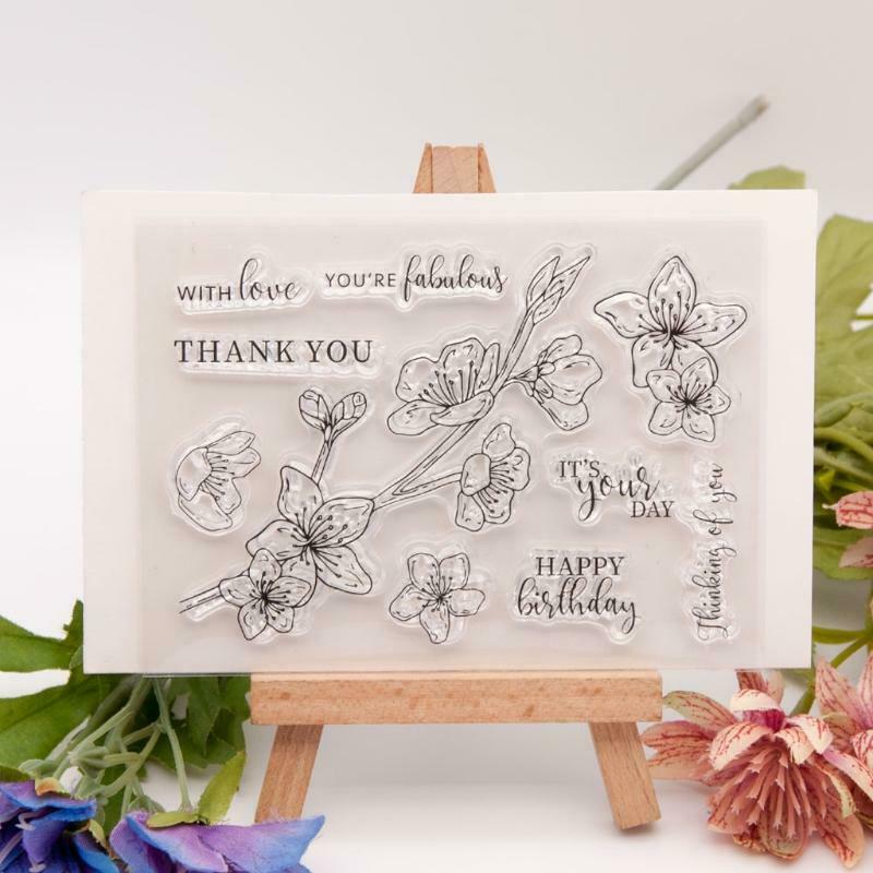 Flower Thank You Seal Stamp with Cutting Dies Stencil Set DIY Scrapbook Emboss