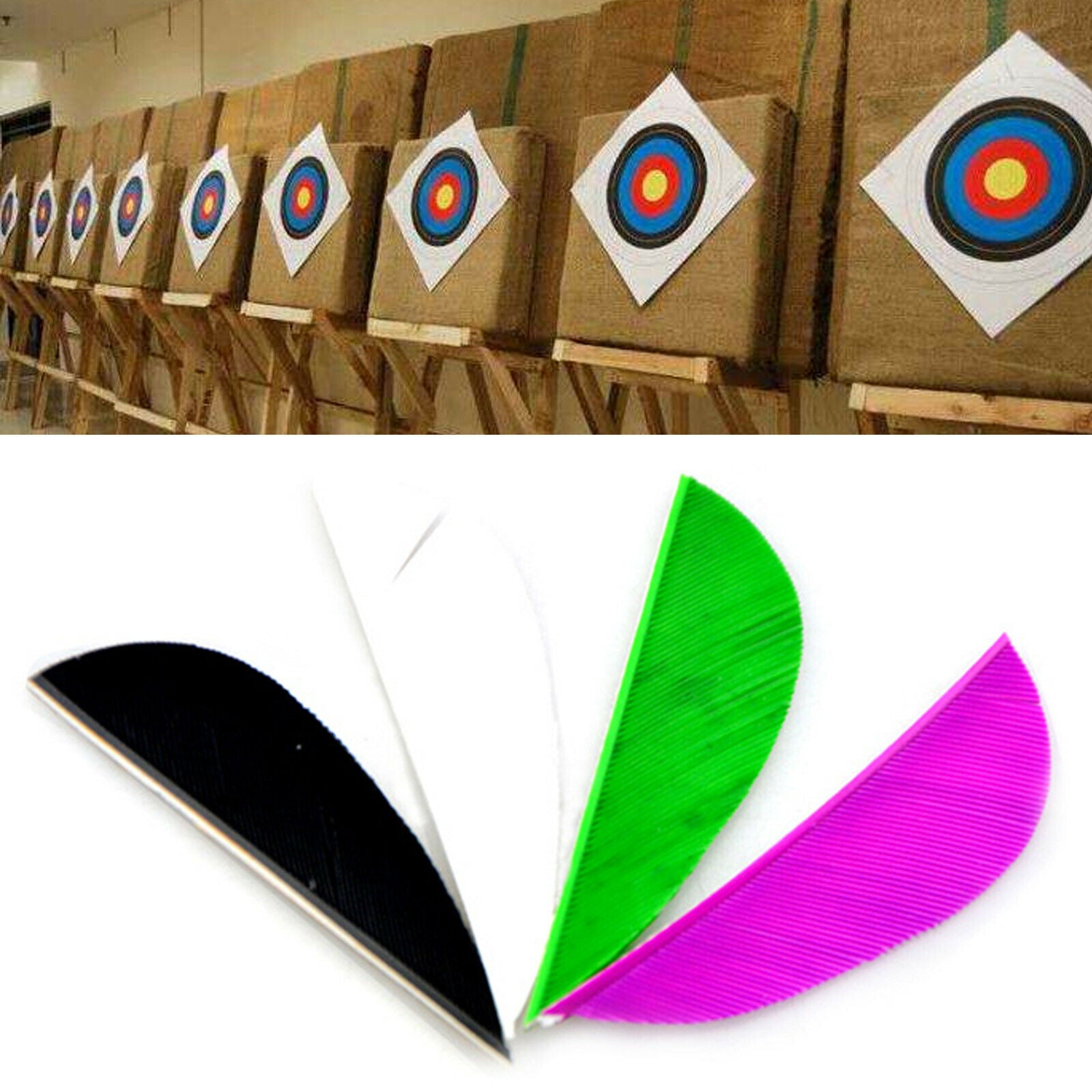 50pcs 2" Arrow Natural Turkey Feather Waterdrop Fletches Vanes DIY Shaft CA