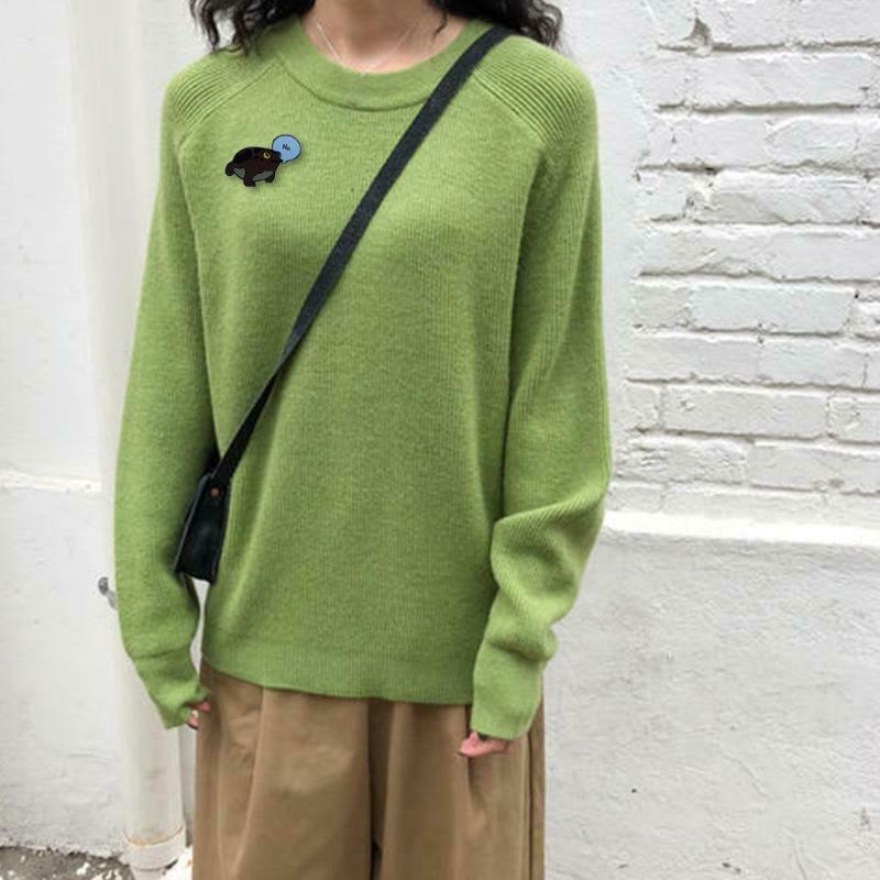 Cartoon Frog Pin Badge Cute Amphibians Funny ''No'' Toad Brooch Jewelry Decor