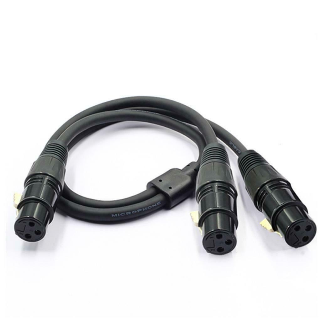 3Pin XLR Female To Dual 2 Female Plug Y Splitter Adaptor Audio Guitar Cable