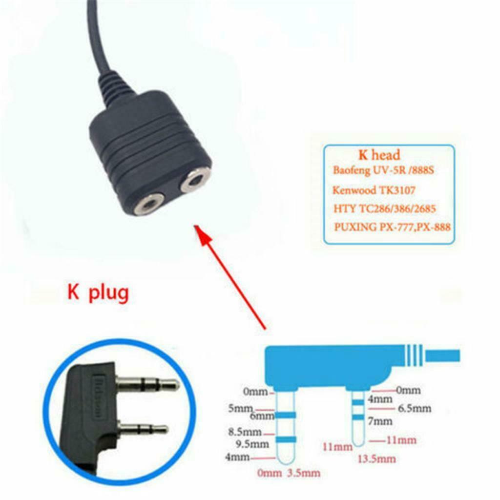 24cm Audio Cable Adapter for Baofeng BF-9700 GT-3WP 2 Pin Headset Port