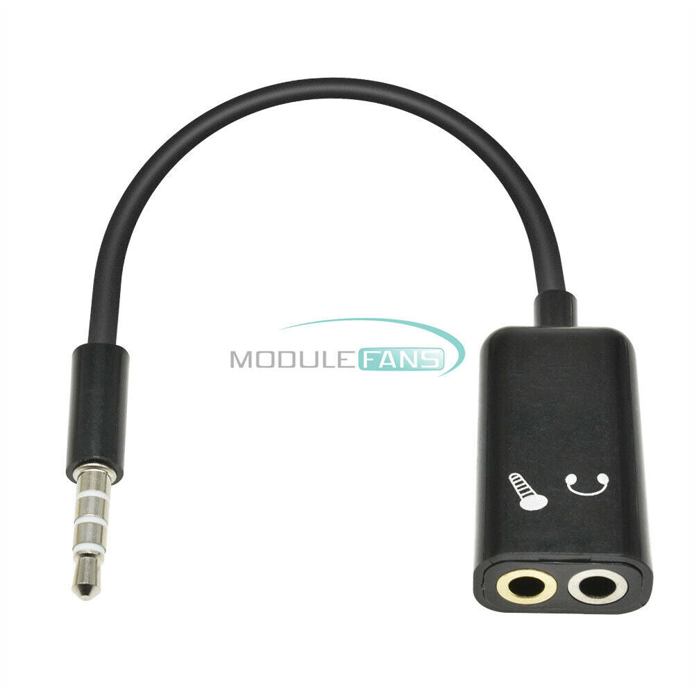 3.5mm Splitter Audio Stereo Male To 2 Female AUX Earphone Mic Adapter Connector