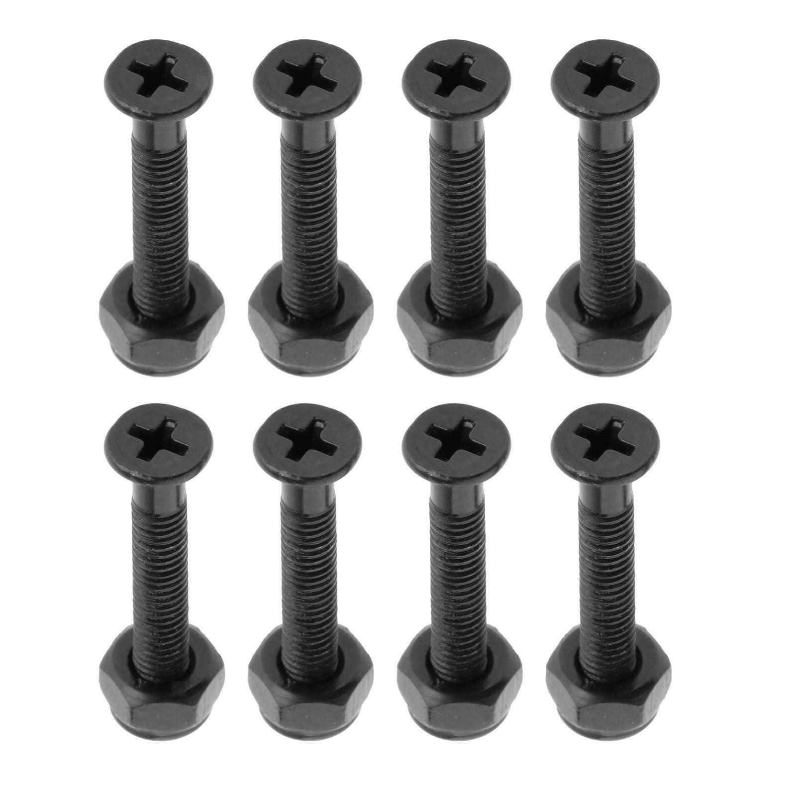 8 Pieces Longboard Skateboard Wheel Repair Hardware Screws Nuts Bolts Black