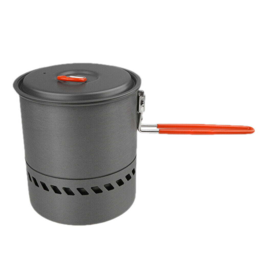 1.5L 1-2 Person Portable Heat Exchanger Pot Outdoor Cookware Camping Kettle