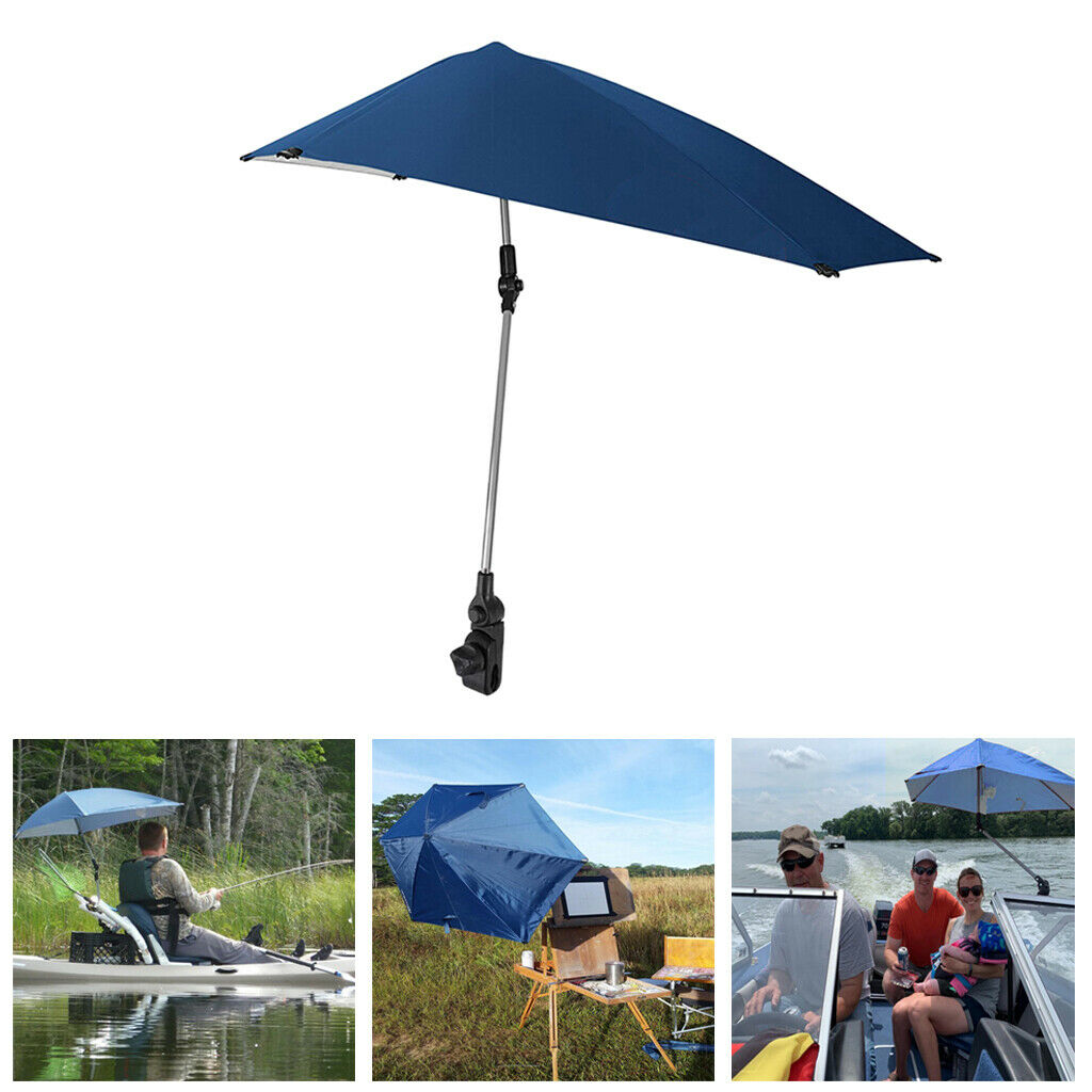 Adjustable Clamp-On Beach Umbrella Sun Parasol Lounge Chair Strollers Hiking