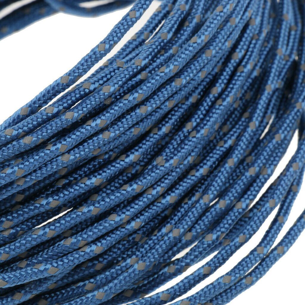 50ft Reflective Tent Rope Clothesline Camping Cord Pakage String 2.5mm Blue