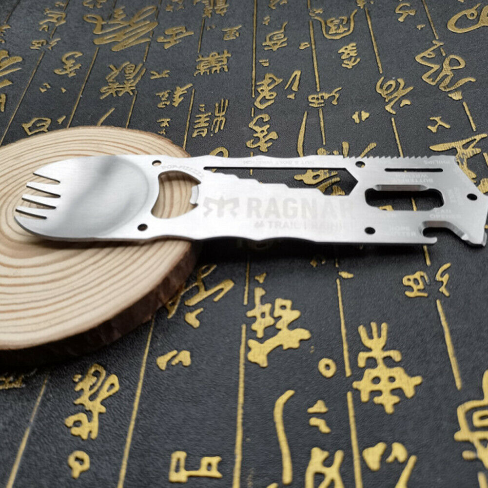 Outdoor EDC Portable Cutlery Fork Spoon Bottle Opener Camping Picnic Tool @