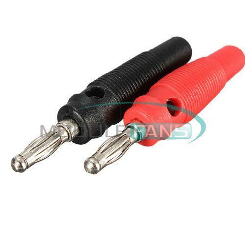 2pcs Nickel Plated Solderless Speaker Audio Jack Banana Plug Connector Red&Black