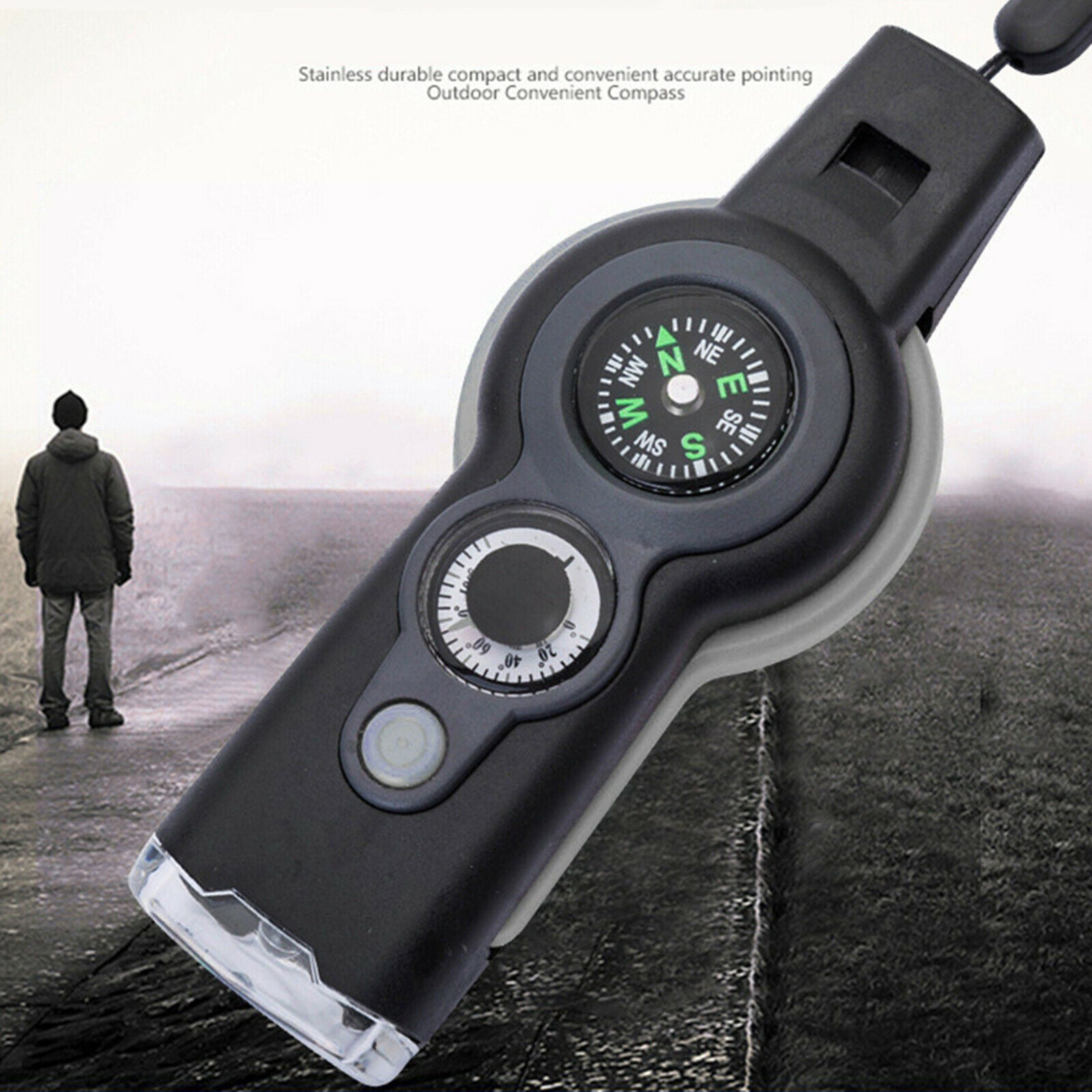 Whistle Compass LED Signal Lights for Camping Travelling