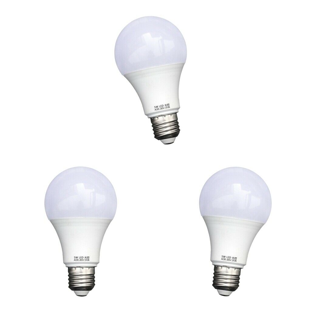 3 Sets 5W Dusk TO   Sensor LED Light Bulb Security Night Light 6500K