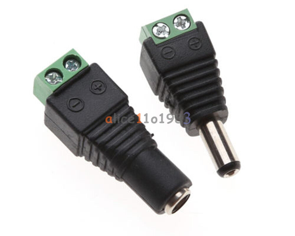 2Pairs Male Female 2.1x5.5mm DC Power Plug Jack Adapter Connector for CCTV