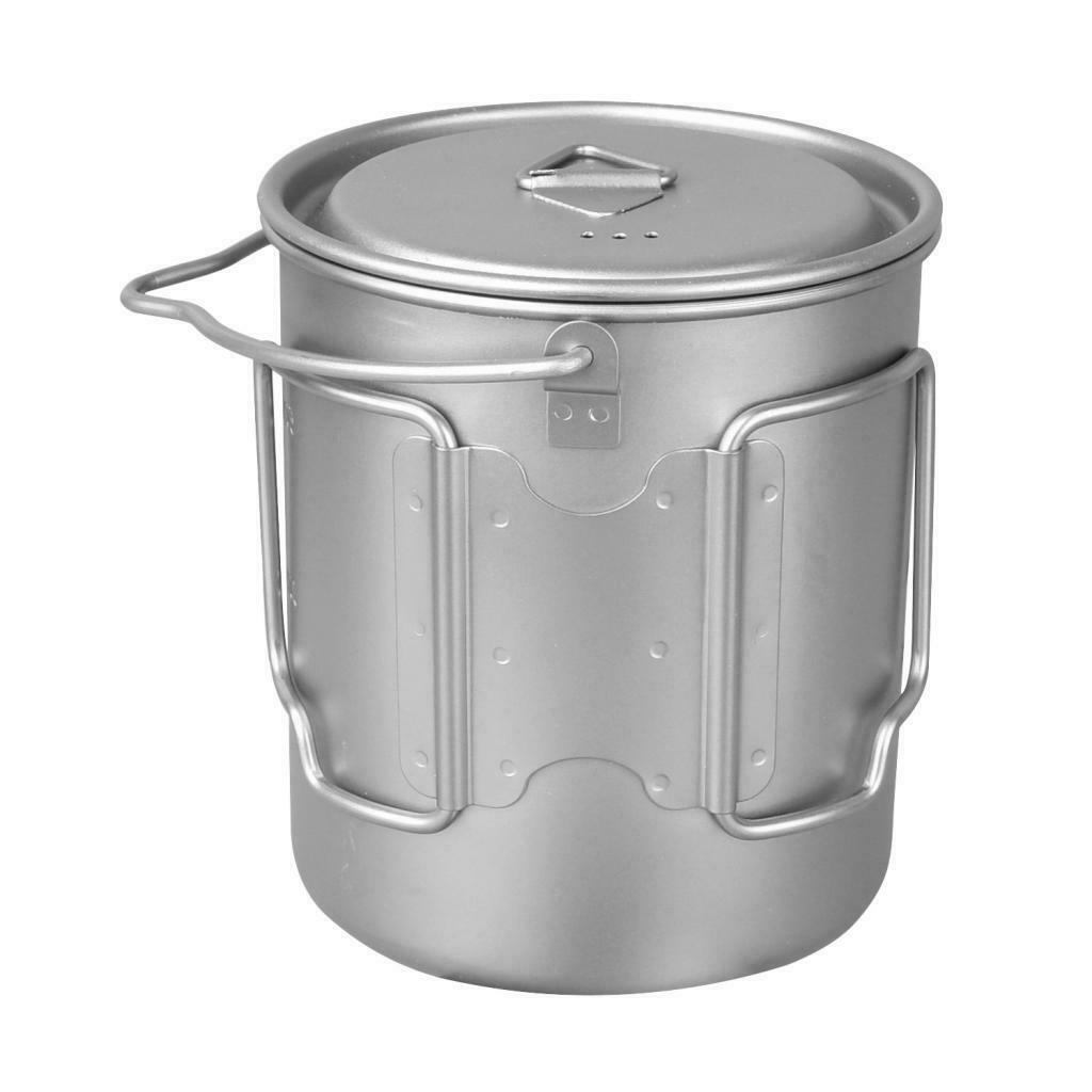 Prettyia 750ml Portable Titanium Pot Water Mug Cup Outdoor Camping Cooking