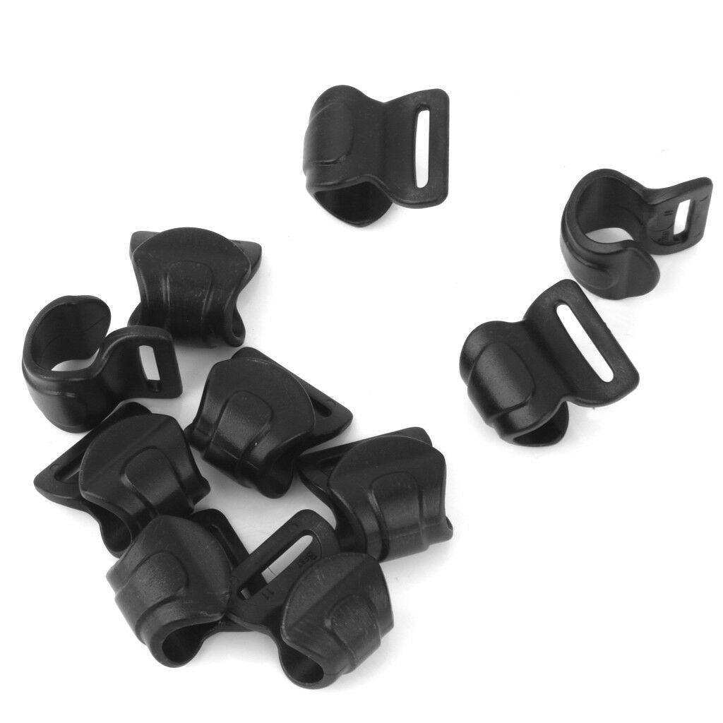 Black Universal Awning Tarp C Clips for 10mm - 13mm Tent Poles (Pack of 10)