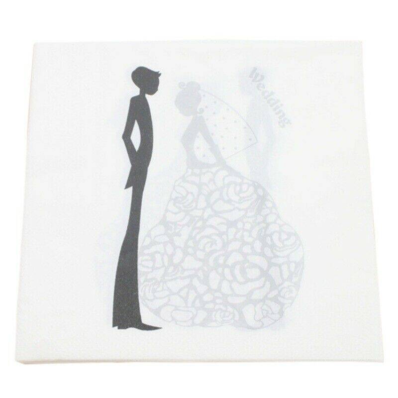 20Pcs 33CM Paper Napkins Wedding Bride Groom Tissue Serviettes Party Supplies