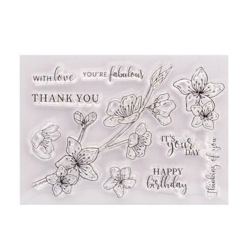 Flower Thank You Seal Stamp with Cutting Dies Stencil Set DIY Scrapbook Emboss