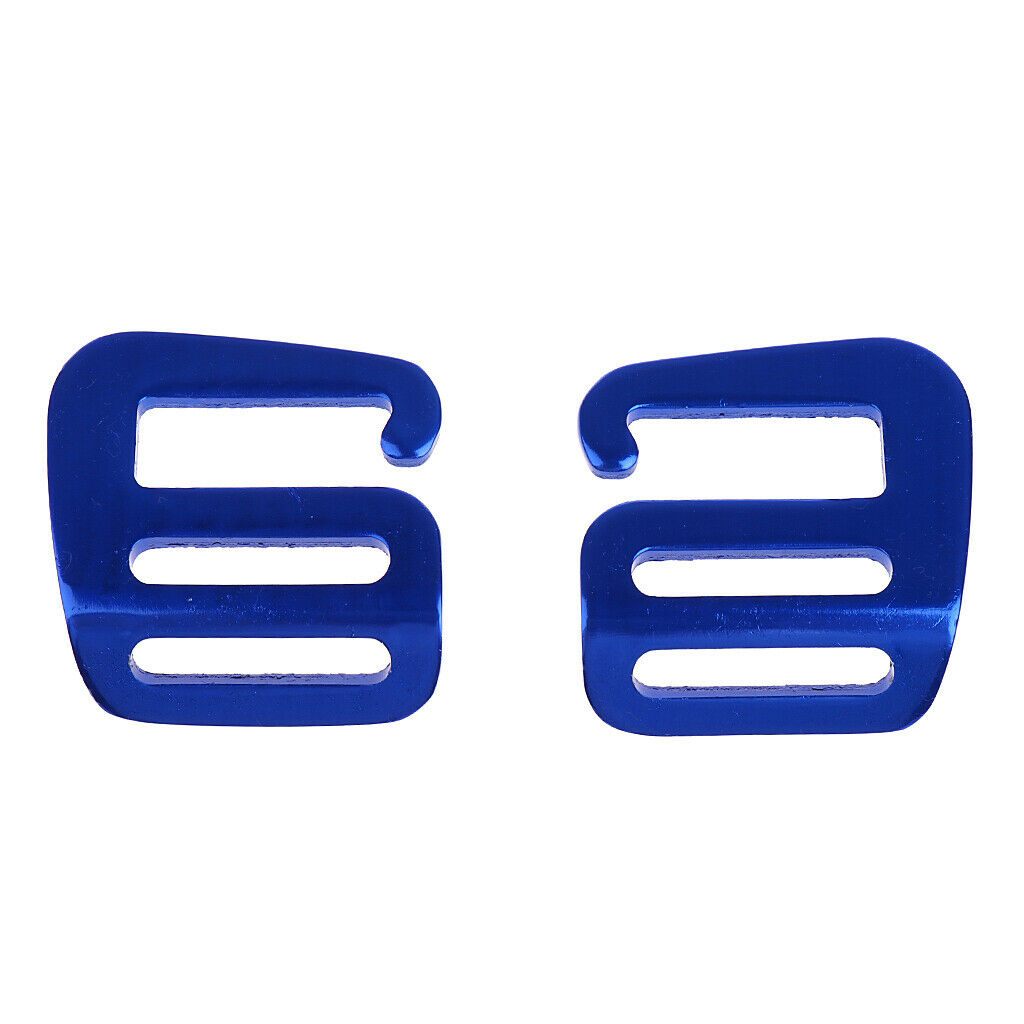 2x Aluminum Alloy Webbing Buckles Outdoor Carabiners Fasten Belt Clips Blue