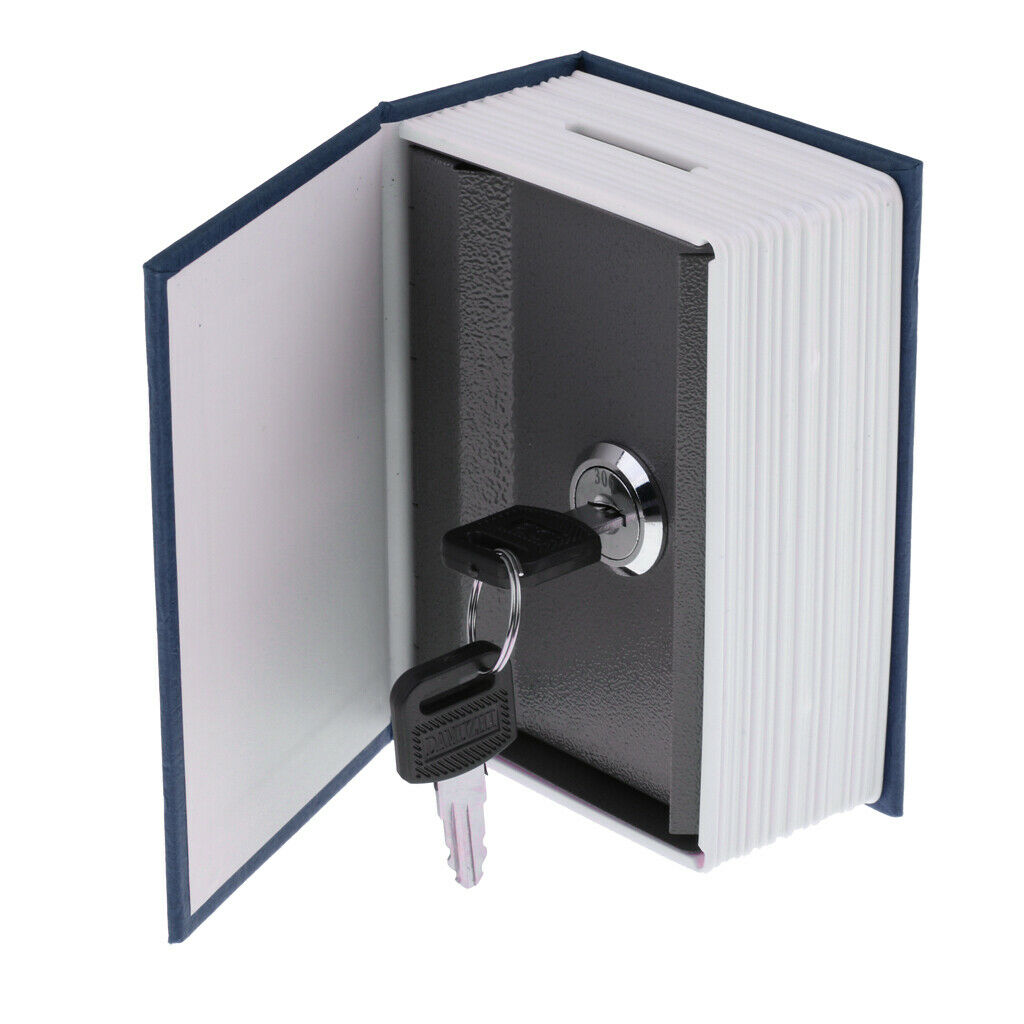 Small Hidden Dictionary Book Security Money Jewelry with Key Saving Pot Blue