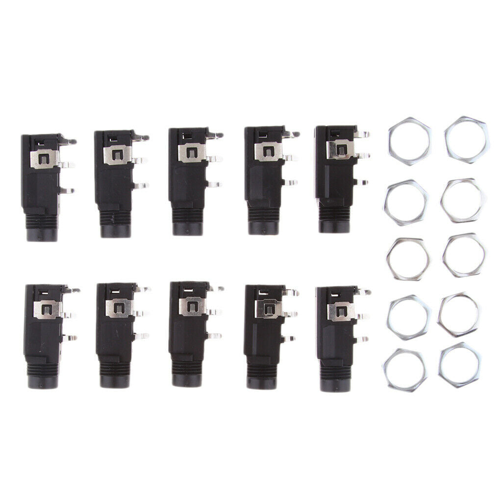 10Pcs 6.35mm/6.35 Stereo Audio Microphone Female Socket/