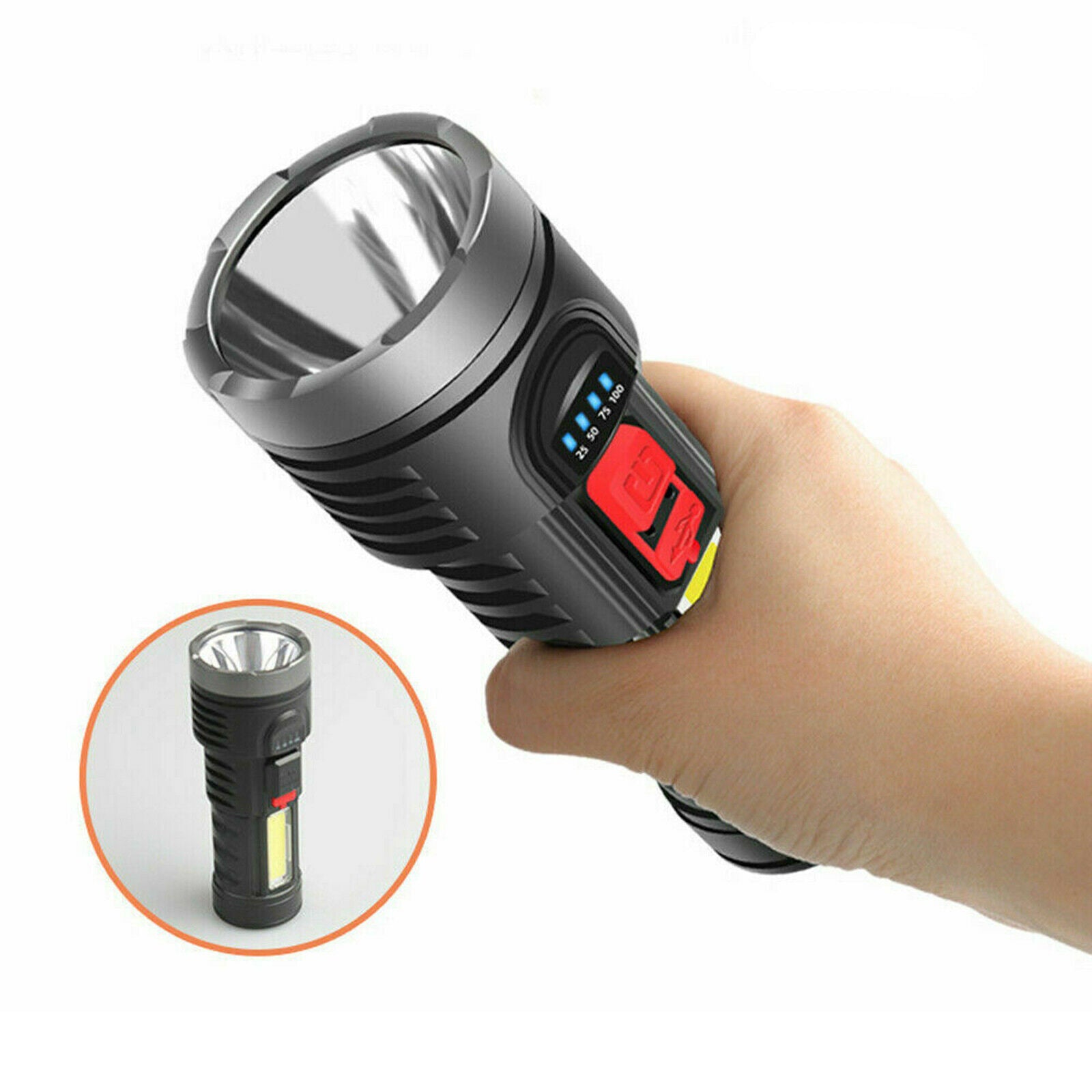 Portable Torch LED Flashlight USB Rechargeable Super Bright Home Camping