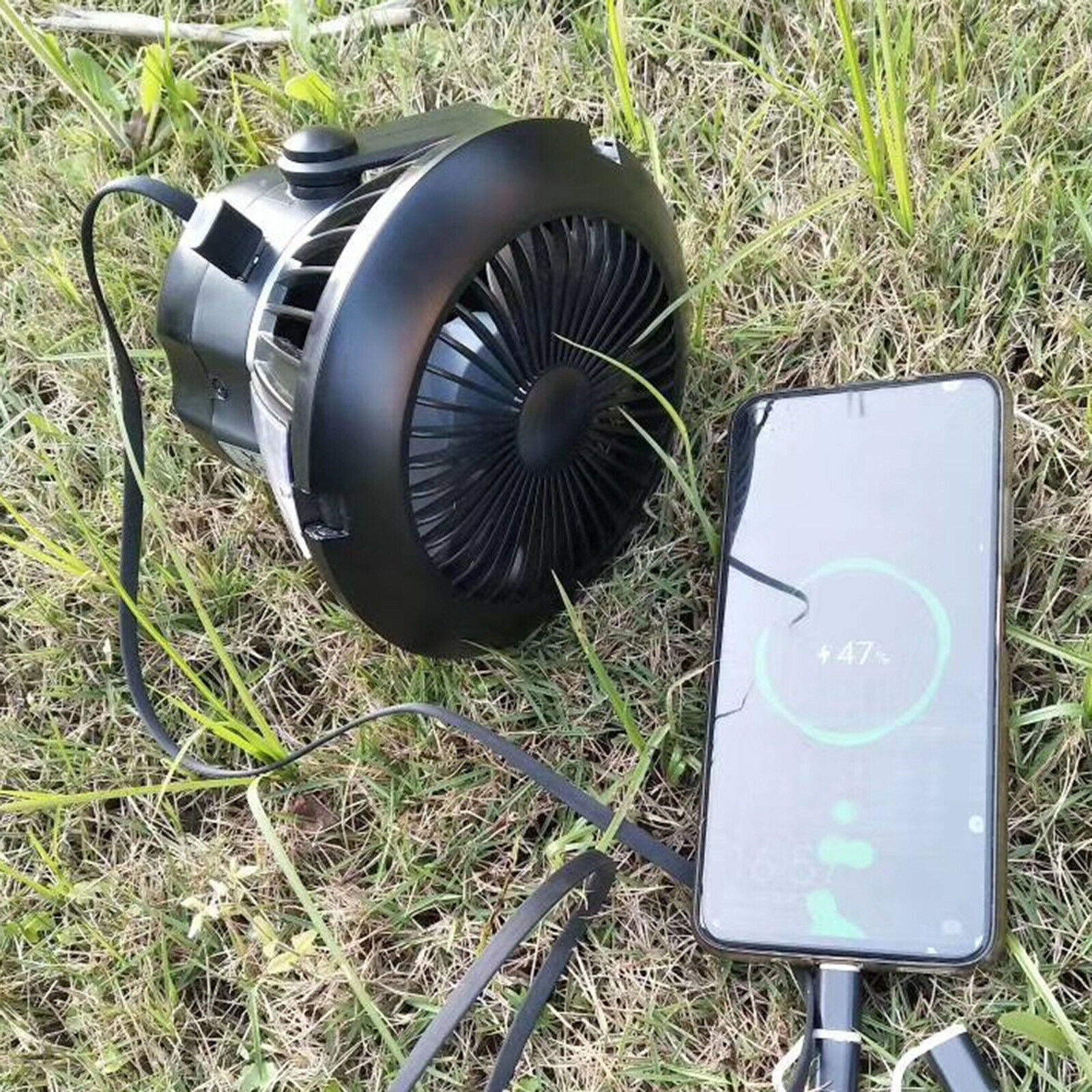 3 in 1 Solar Camping Fan Light Lamp Portable Lantern Emergency Survival Kit