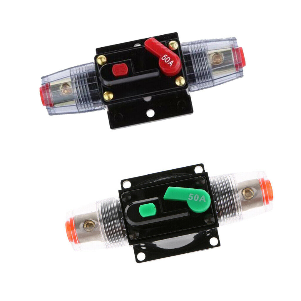 2pcs Car Audio 50A Fuse Holder Circuit Breaker Kill Cut Off Switch