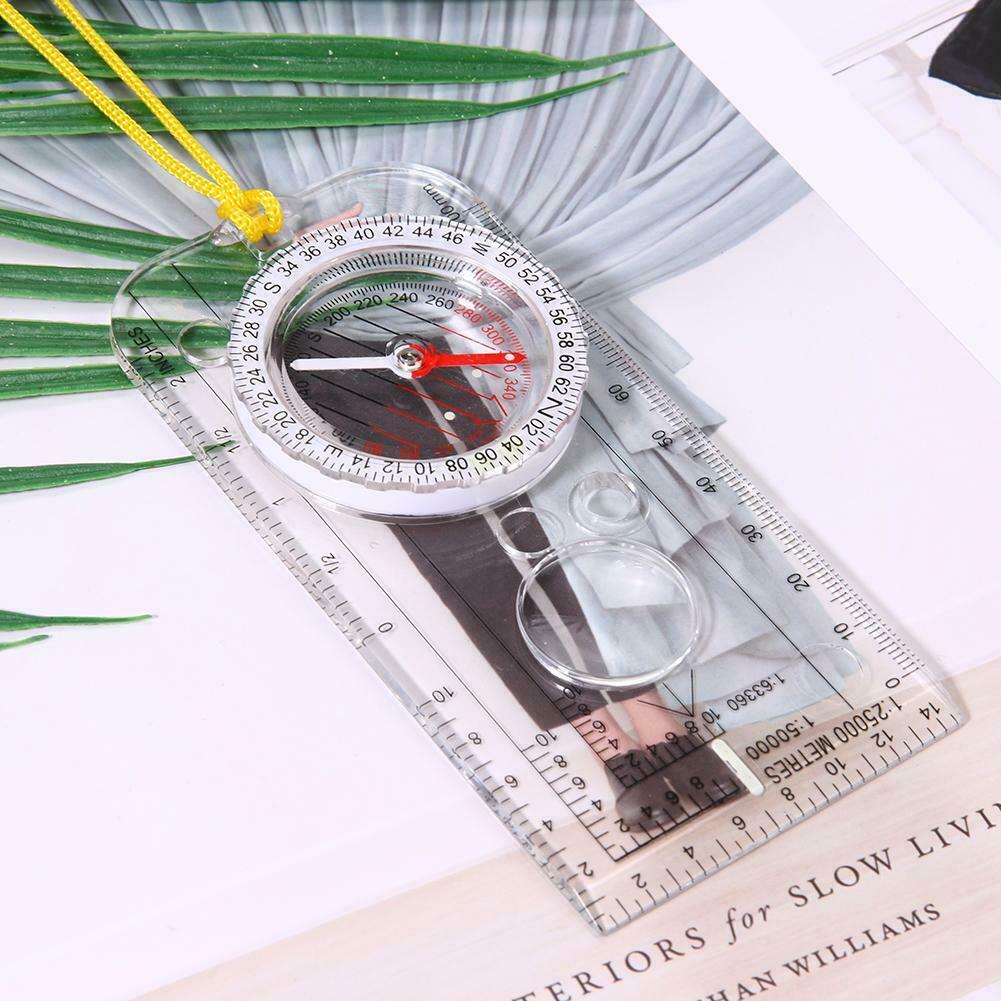 Orienteering Camping Scouts Baseplate Map Magnifying Compass Ruler Scale @