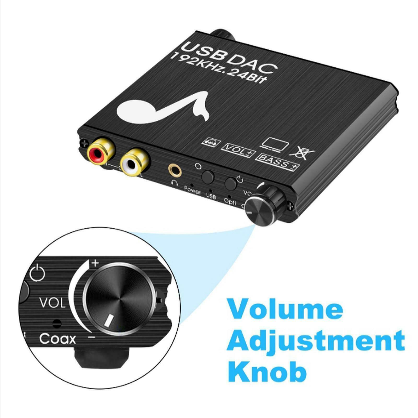 192KHz USB DAC Aluminum Digital to Analog Converter HD TO RCA for HDTV DVD